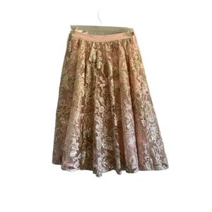 Bebe Midi Skirt Sequin Pink Floral Size 8 NWT